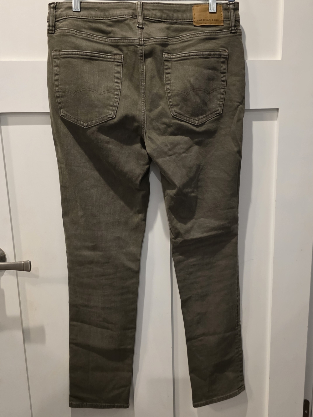 American Eagle Jeans Mens 32x34 Airflex Army Green Denim Slim Straight